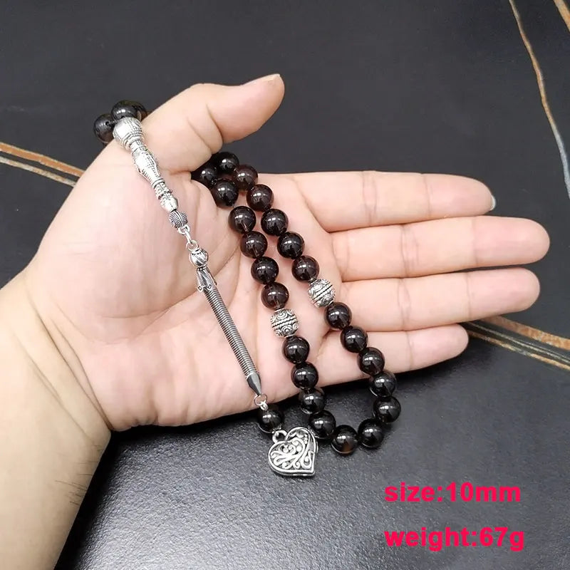 Tasbih Natural Smoky Quartzs 5A High quality grey Crystal misbaha 33 prayer beads