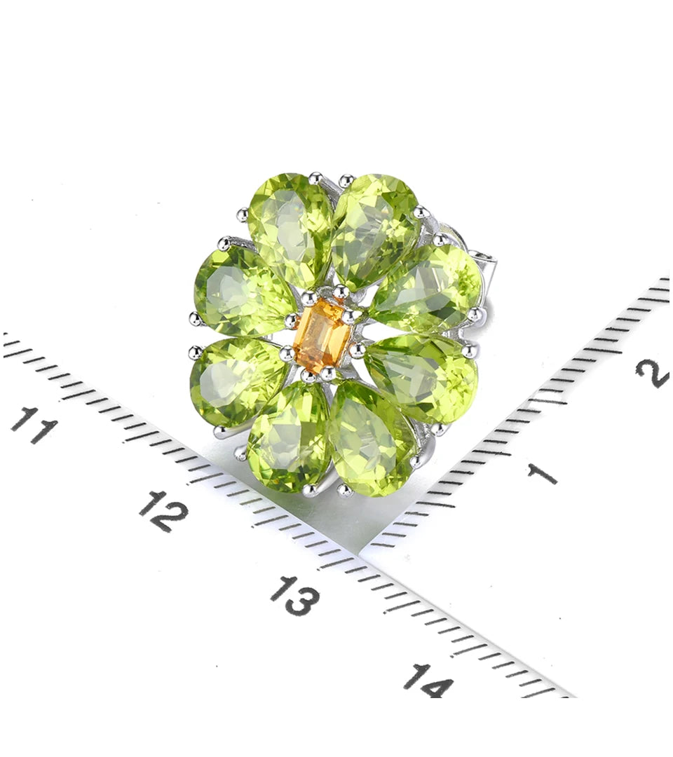 Natural Peridot Citrine Silver