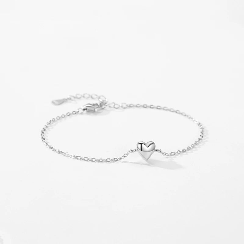 925 Sterling Silver  Heart Bracelet  Fashion Jewelry