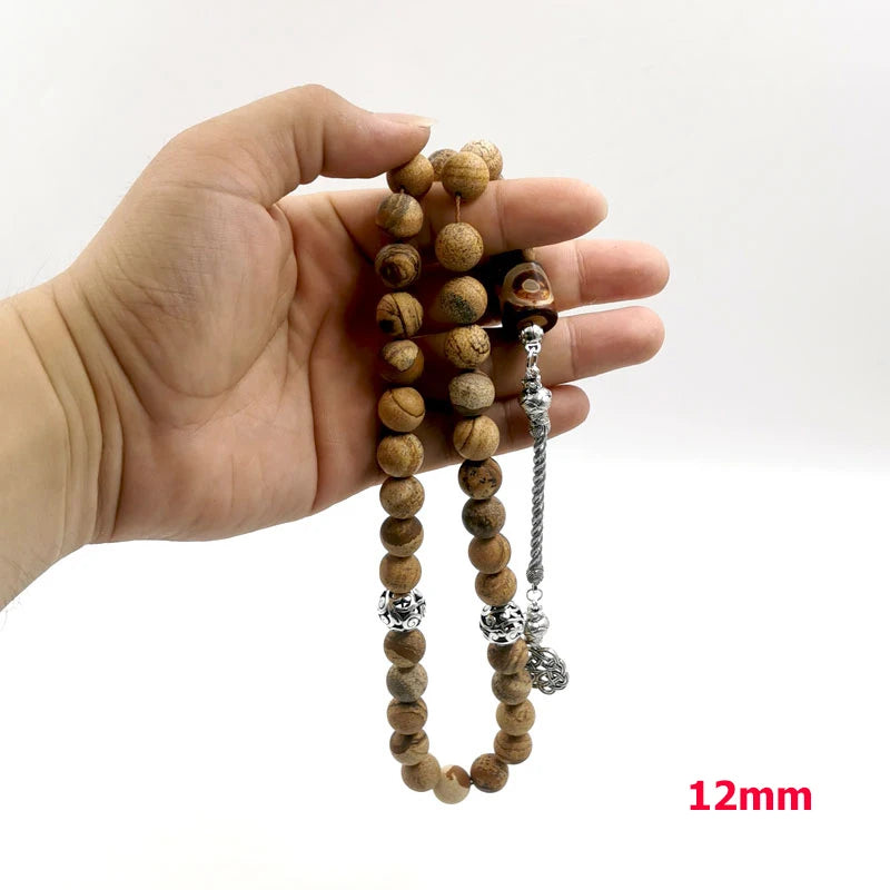 Tasbih men Natural Jasper stone with Dzi Agates gemstone Muslim prayer beads Tibetan style islamic Saudi arabia Fashion bracelet