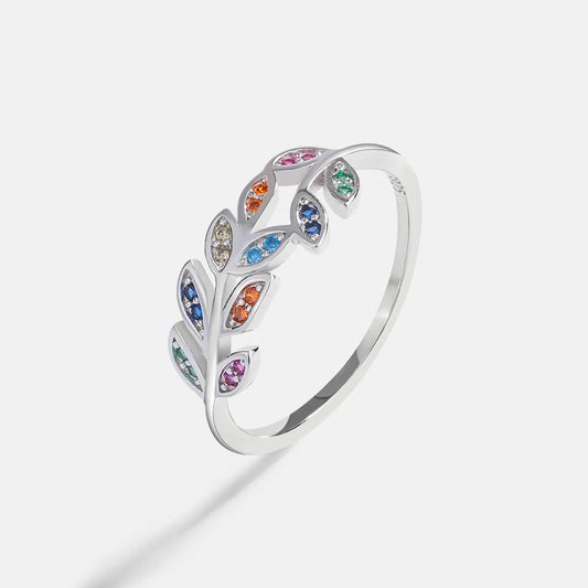 Flowers Leaves Diamond Ring Original Sterling Silver  Jewelry