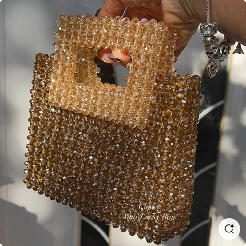 New High-end Texture Beaded Women's Bag with Shiny Ins Crystal Production Party Banquet Handbag Can Be Customized in Color