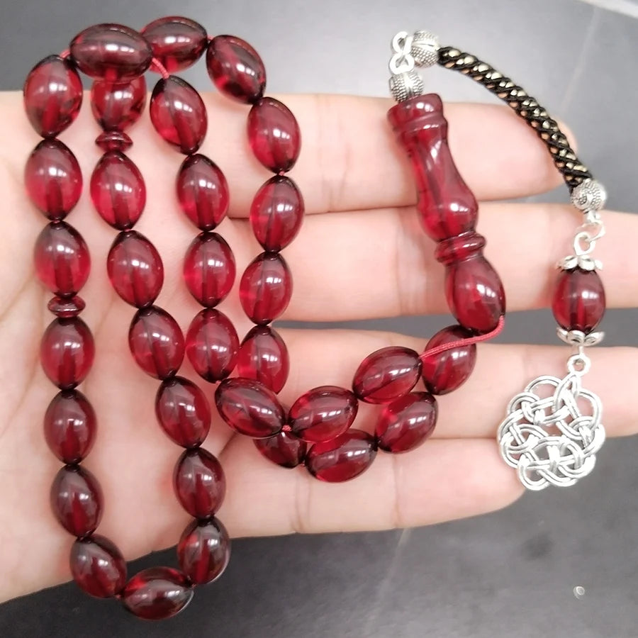 Red Resin Tasbih Muslim bracelet 33 bead rosary Red Bracelets Beads Tarbons islamic tespih