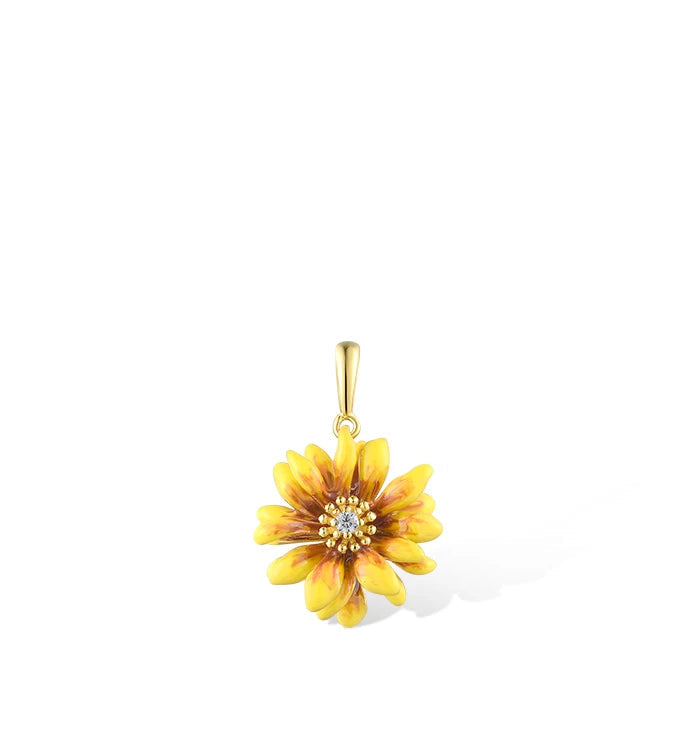 925 Sterling Silver Jewelry Set  Yellow Flower