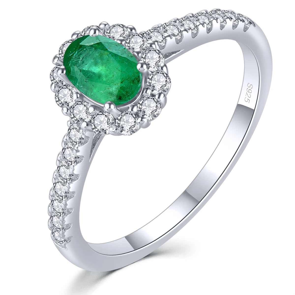 Natural Emerald Sterling Silver Rings 0.45 Carats Genuine Precious Gemstone Classic Fine Jewelrys Anniversary Engagement Gifts