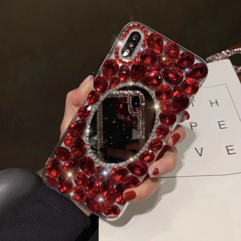 Crystal Phone Case for Huawei P50Pro, P40, Mate30, Honor 9X, 50, 60Pro, Luxury Rhinestone Bling, Diamond Mirror