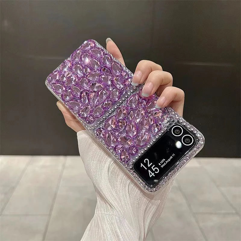 Korea Luxury Crystal Elegant Diamond Wrist Phone Case Cover For Samsung Galaxy Z Flip 3 4 5 6 F7110