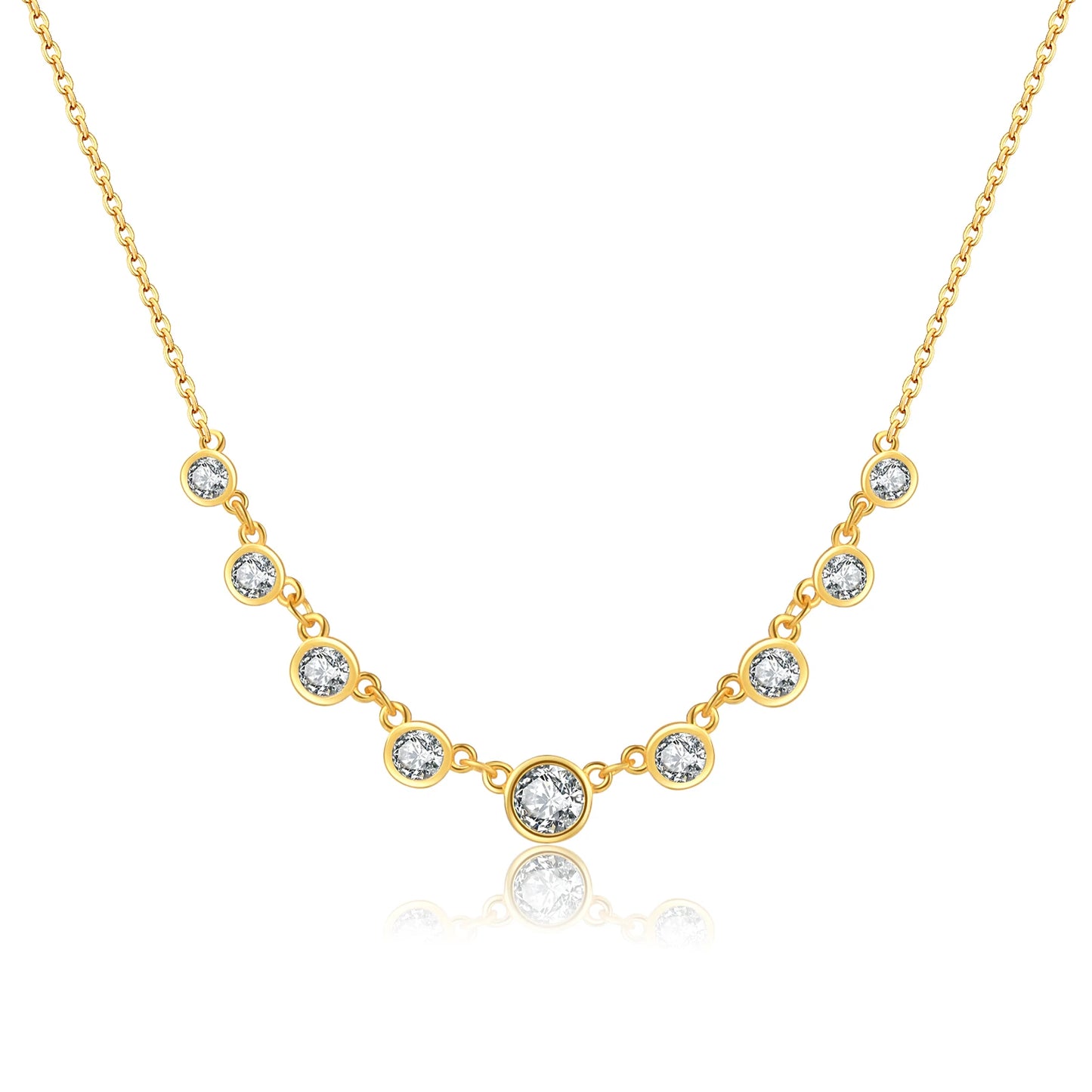 925 Sterling Silver Gold  Zircon  Necklace Women Luxury