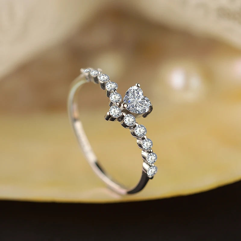 Luxury  S925 Silver Diamond Zircon Love Ring