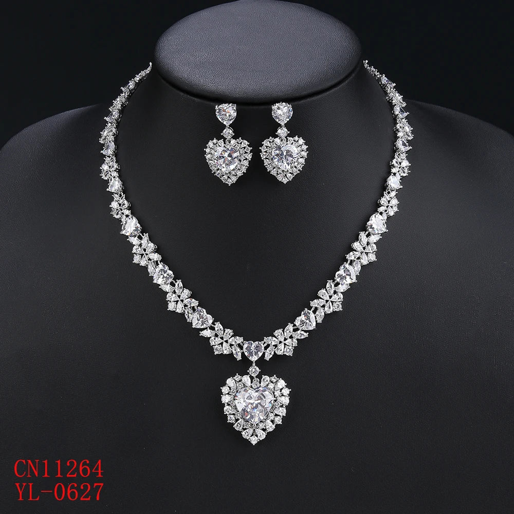 Zirconia Love Heart  Luxury  Jewelry Set