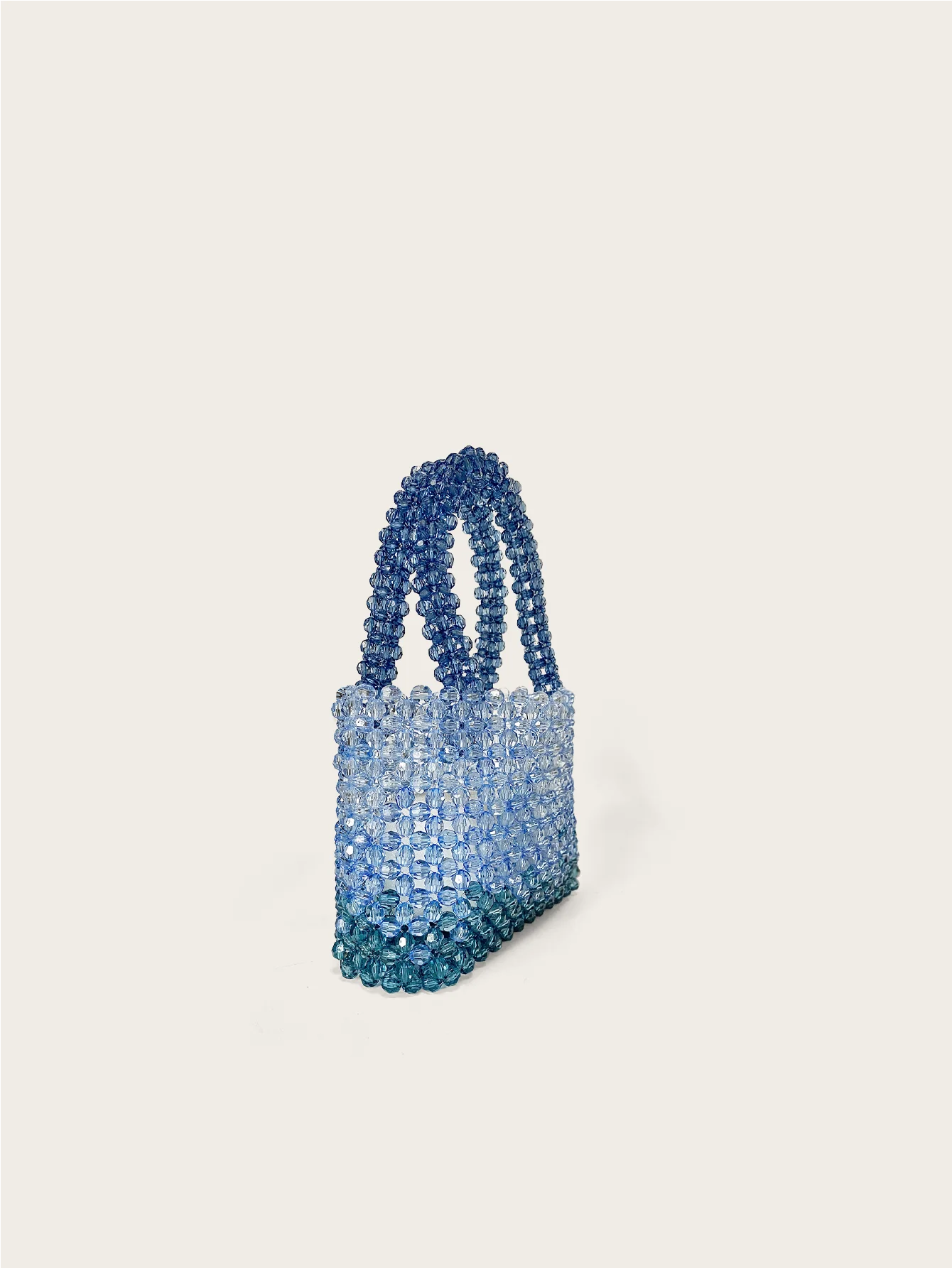 Transparent corner bead acrylic exquisite gradient blue hand woven fashionable versatile handbag universal