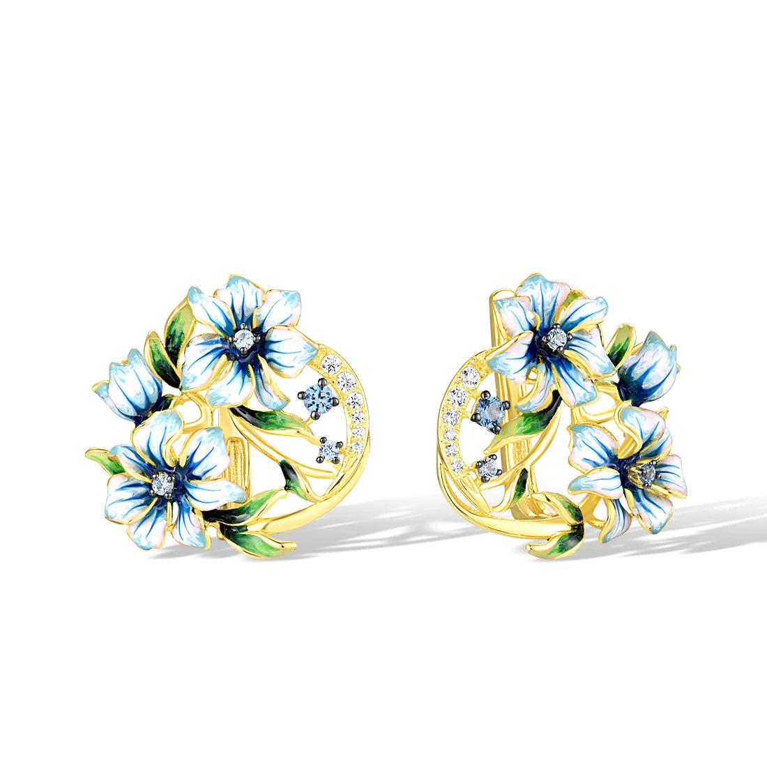 925 Sterling Silver Jewelry Set  Blue Flower