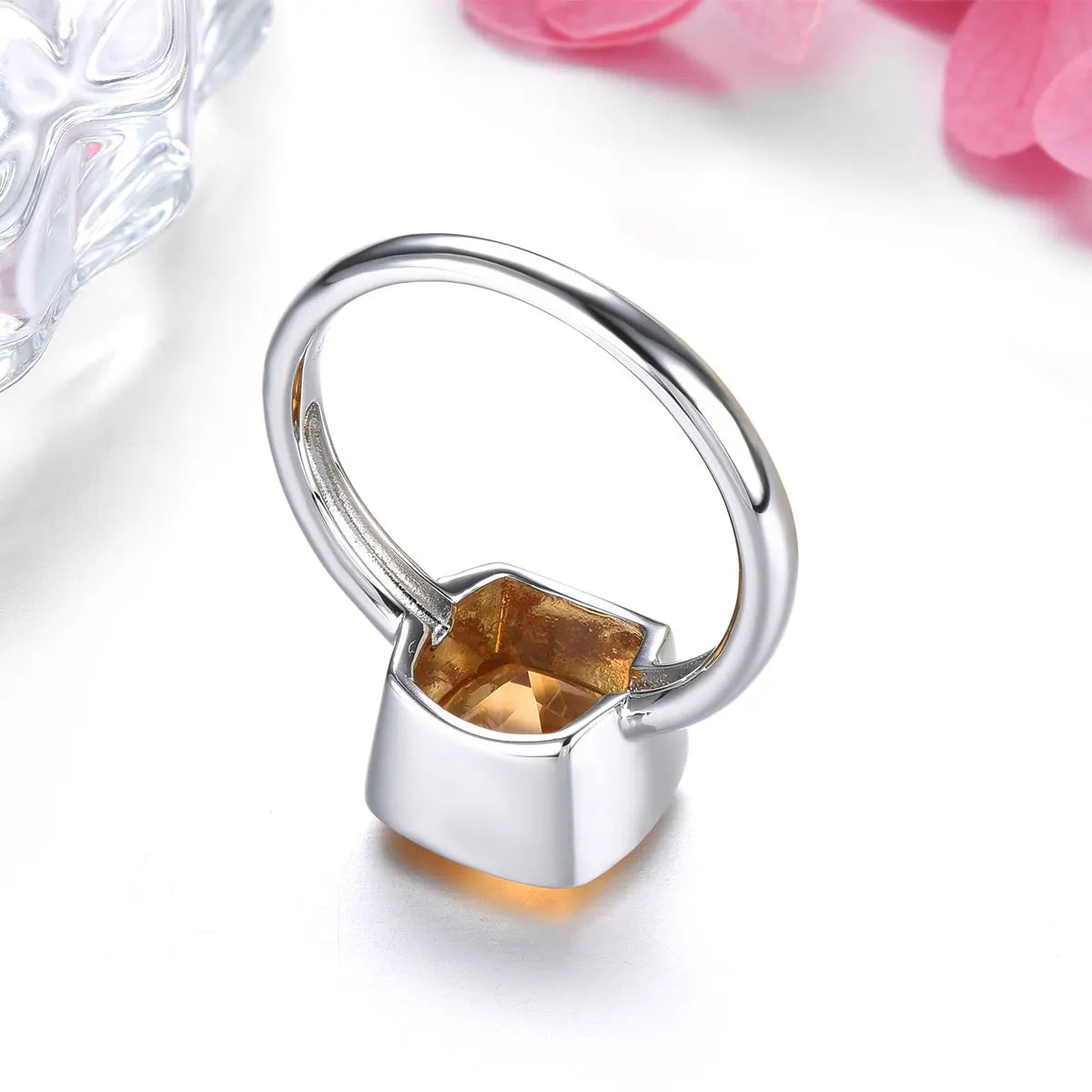 Natural Citrine Solid Silver Rings 1.9 Carats Genuine Gemstone Classic