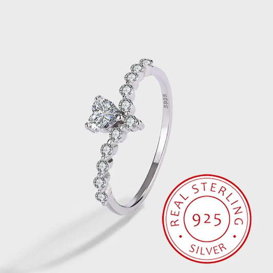 Luxury  S925 Silver Diamond Zircon Love Ring