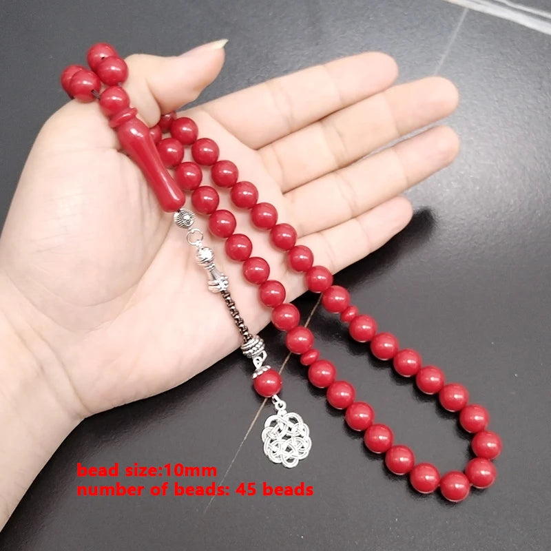 Tasbih red resin ramadan misbaha  Rosary prayer beads  islamic fashion