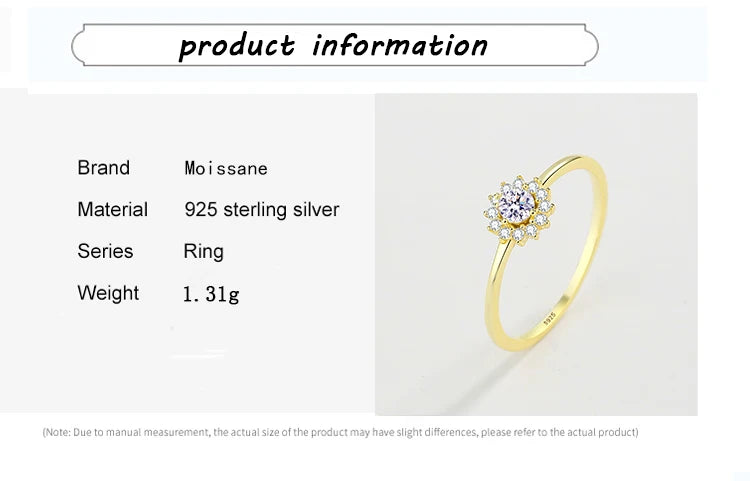 2022 NEW Classic Snowflake Rings For Women Real S925 Sterling Silver Gold Crystal Flowers Wedding Party Fine Jewelry Gift