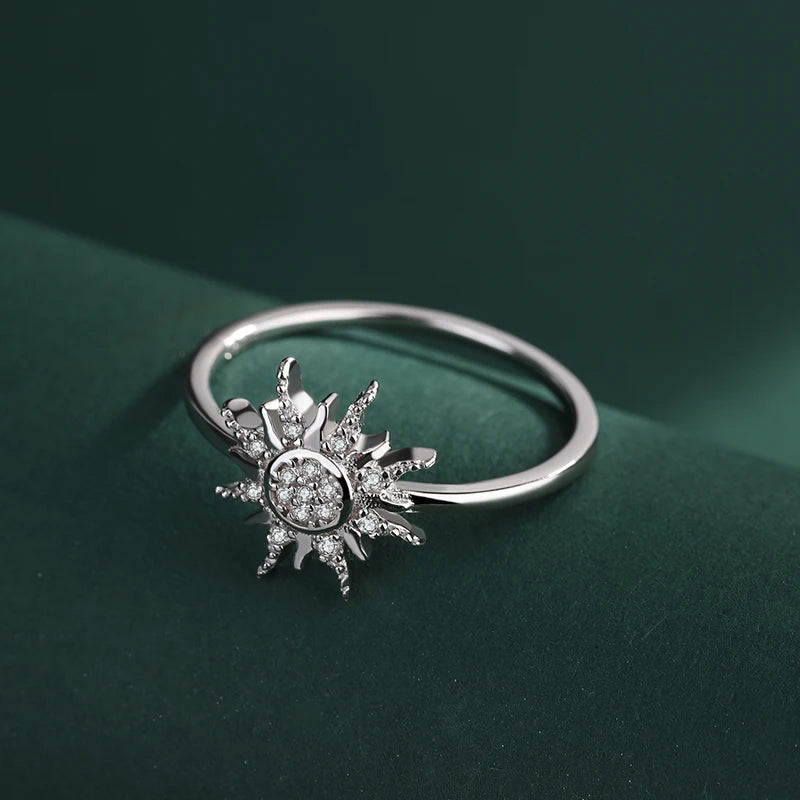 Sun Flower Sterling Silver Diamonds Jewelry