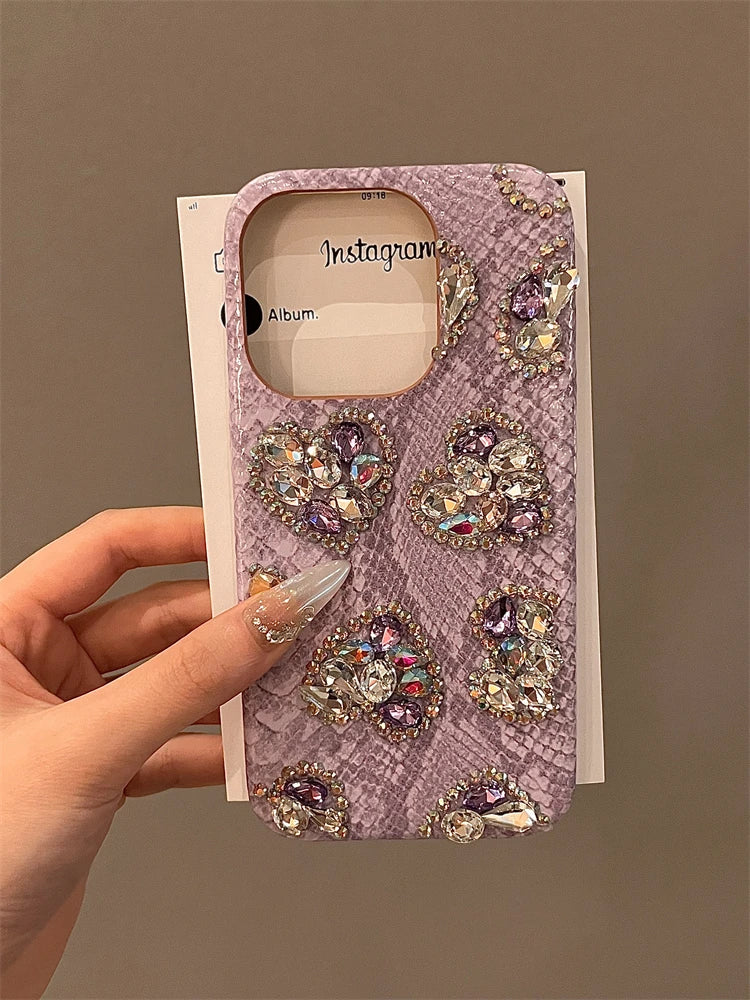 High Quality Luxurious Phone Case For iPhone 15 14 13 12 11 Pro Max Glitter 3D Diamond Bling Rhinestones Cover For iPhone 16 Pro