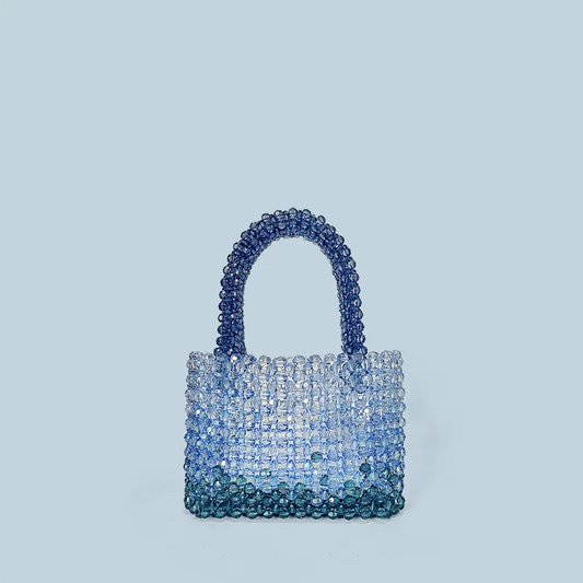 Transparent corner bead acrylic exquisite gradient blue hand woven fashionable versatile handbag universal