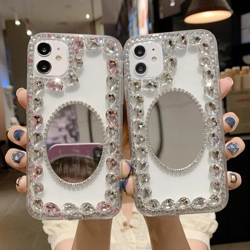 Jewelry Anti-Scratch Mobile Phone Case with Water Diamond, for Huawei P50Pro, P40, Mate 40, Honor 9X, 50, 60Pro