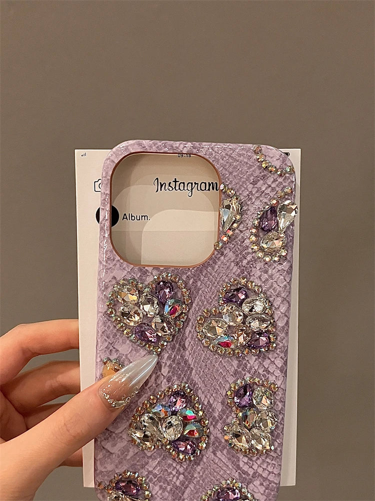 High Quality Luxurious Phone Case For iPhone 15 14 13 12 11 Pro Max Glitter 3D Diamond Bling Rhinestones Cover For iPhone 16 Pro