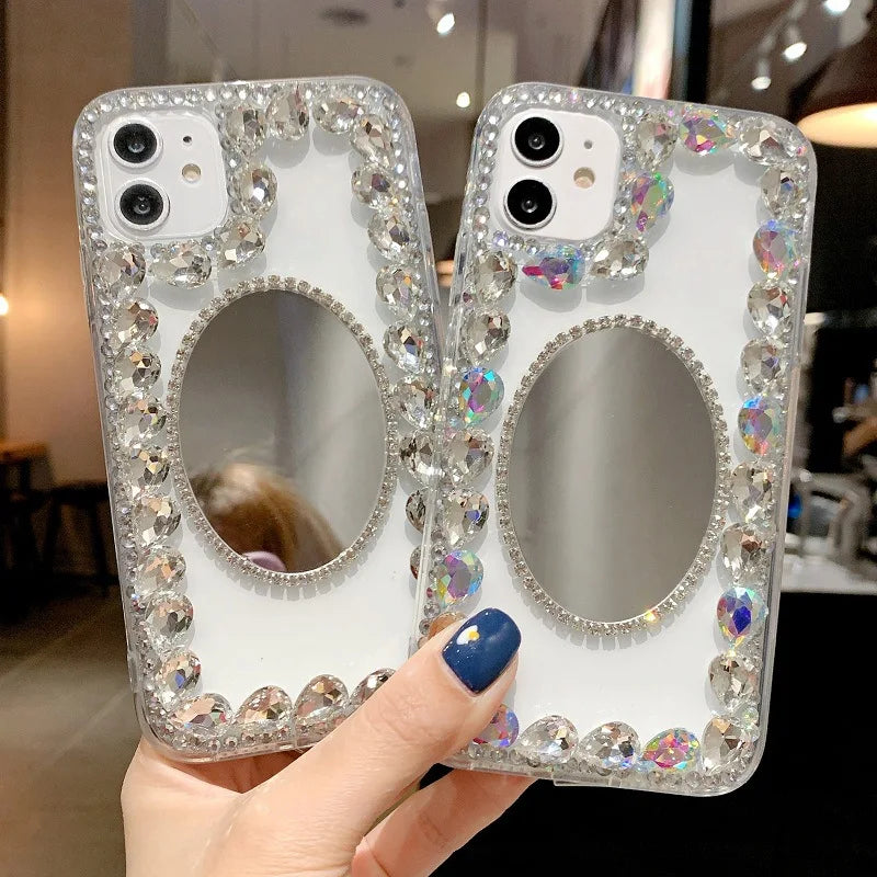 Jewelry Anti-Scratch Mobile Phone Case with Water Diamond, for Huawei P50Pro, P40, Mate 40, Honor 9X, 50, 60Pro