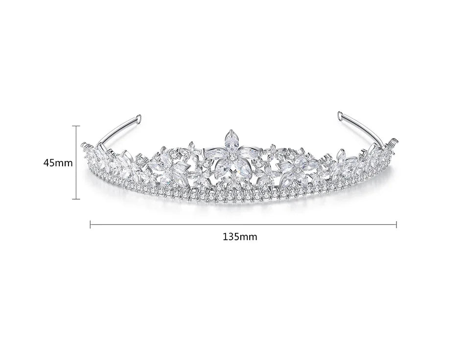 Fashion  Zirconia Beautiful Flower Bridal  Hair Accessories Crown