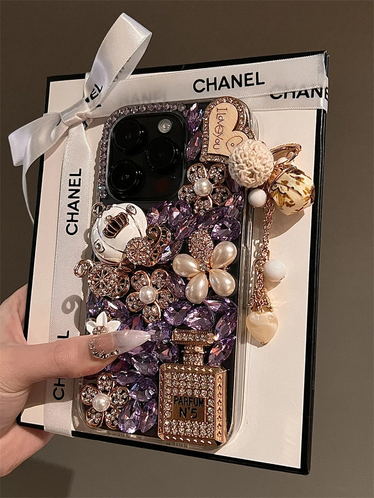 High Quality Luxurious Glitter Phone Case For iPhone 16 15 14 13 12 11 Pro Max Diamond Bling Cover For iPhone 16Pro Rhinestones