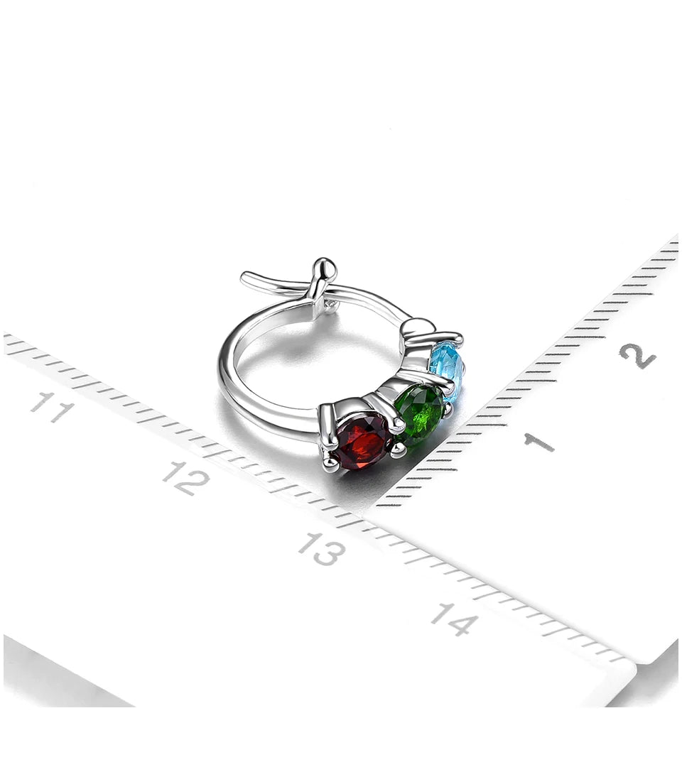 Natural Diopside Garnet Topaz Sterling Silver Gemstone Women Classic Style Jewelry