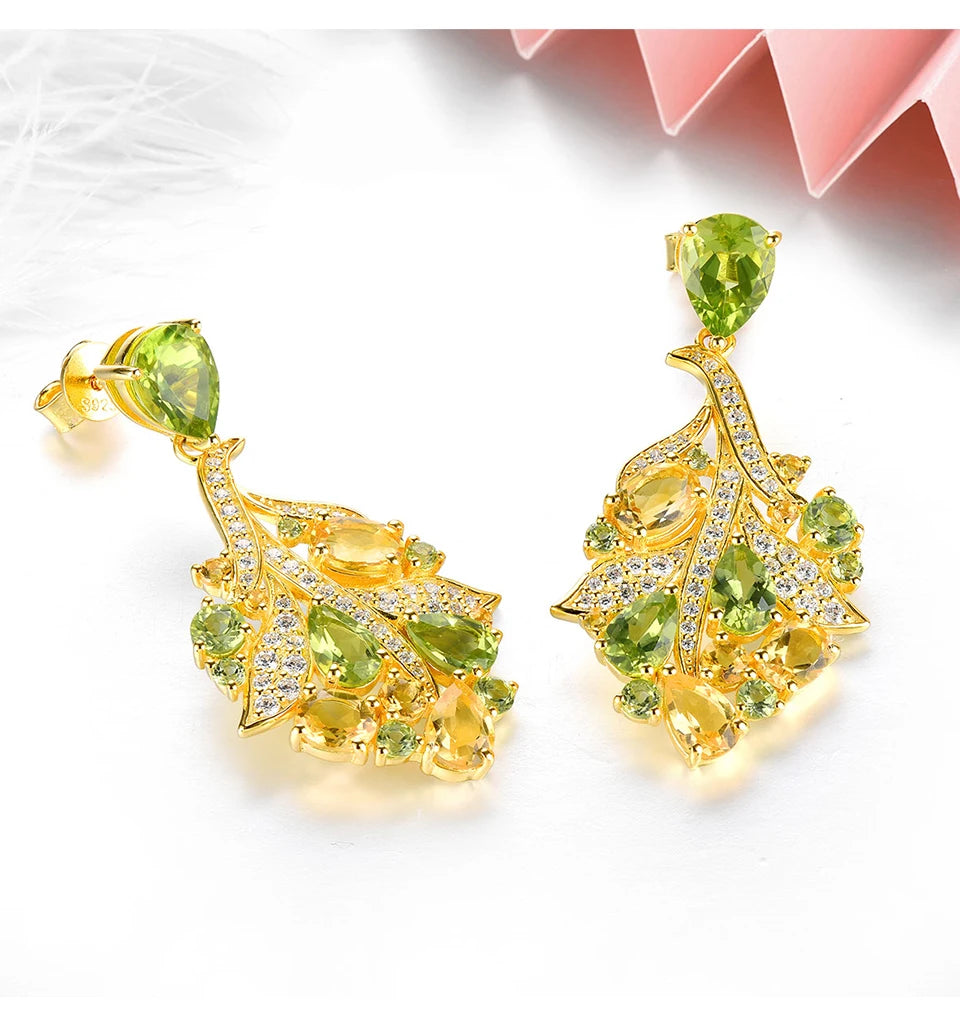 Natural Peridot Citrine Silver