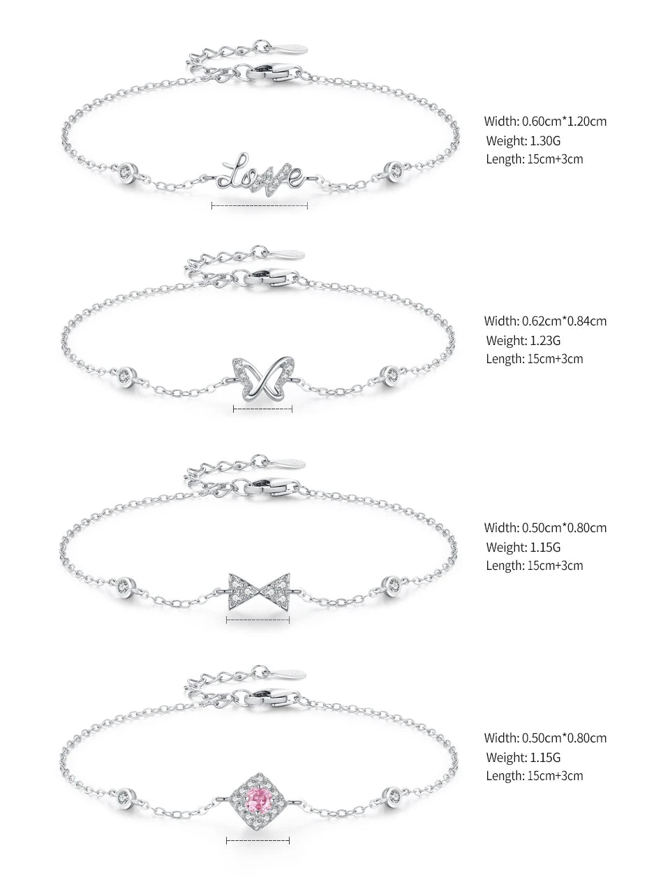 Real 925 Sterling Silver Bracelets Luxury  Jewelry