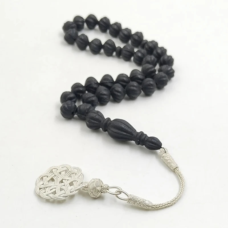 Tasbih black ambers VERY OLD bakhor Strong smell prayer beads with silver Kazaz Islamic Misbaha Eid gift