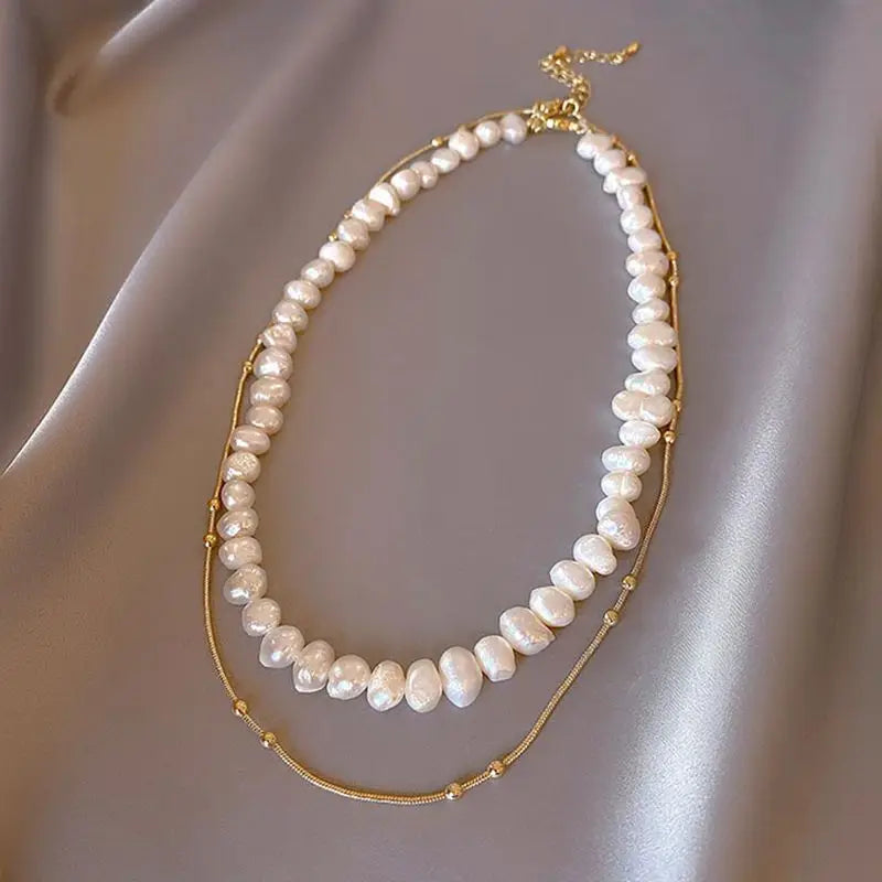 Jewelry 100% Natural Baroque Freshwater Pearl 14K Gold Filled Female Chokers Necklace