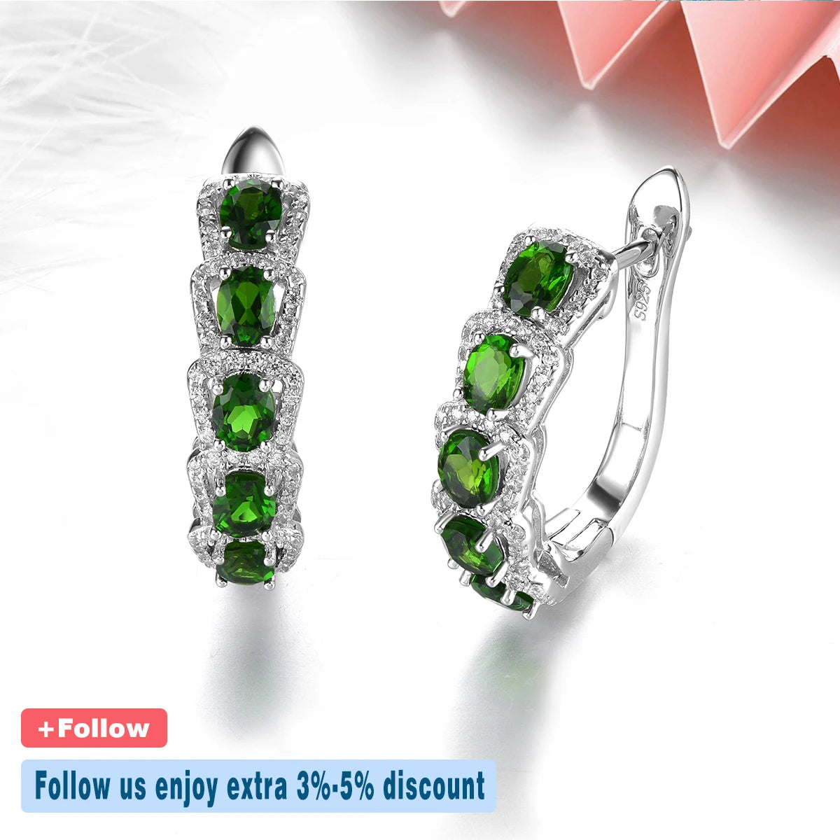 Natural Chrome Diopside Solid Sterling Silver Classic Fine Jewelry Style Top Quality