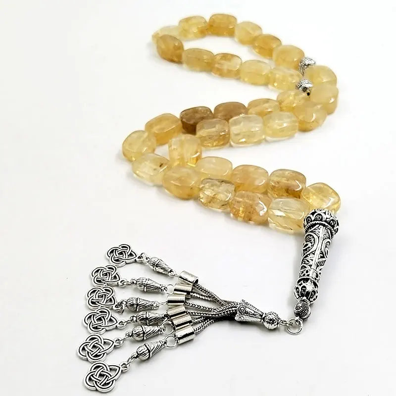 Tasbih Citrine stone Islamic misbaha 33 Rosary beads bracelet arabic fashion Gift eid Muslim New accessories on hand