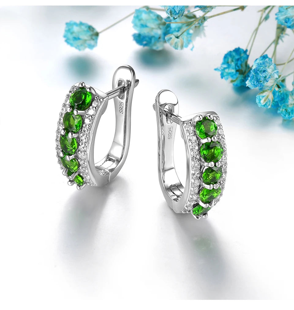 Natural Green Diopside Solid Sterling Silver