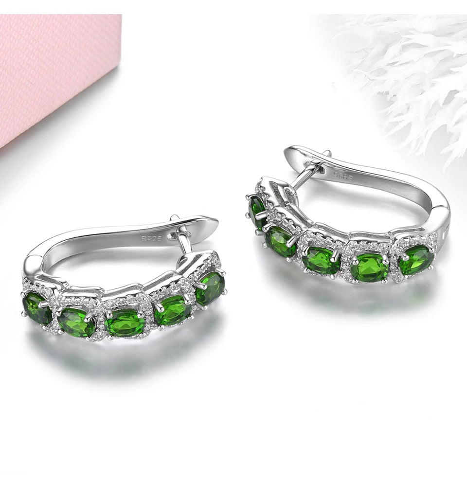 Natural Chrome Diopside Solid Sterling Silver Classic Fine Jewelry Style Top Quality