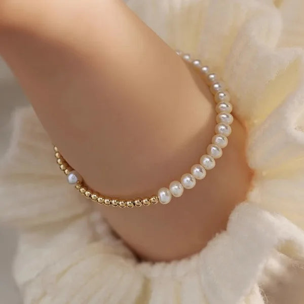 Elegant 100% Natural Freshwater Pearl 14K Gold Filled Ladies Bangle Promotion Jewelry