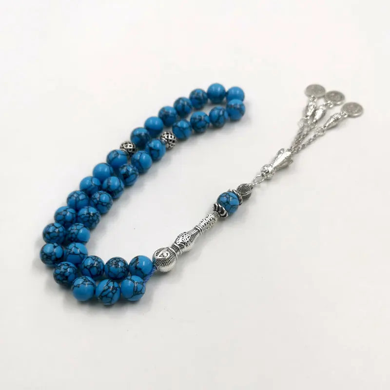 Tasbih Natural Mongolian turquoise gemstone islamic muslim Blue prayer bead Misbaha