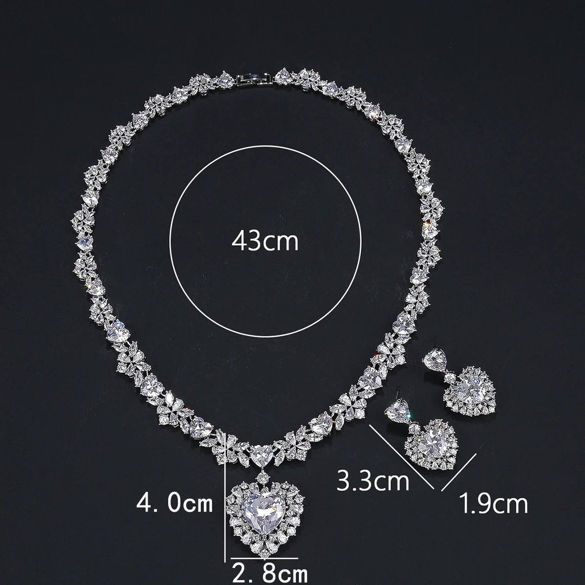 Zirconia Love Heart  Luxury  Jewelry Set