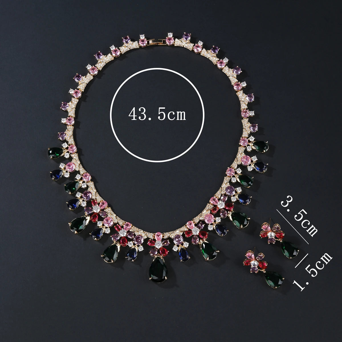 Luxury   Zirconia Flower  Set  Wedding Jewelry