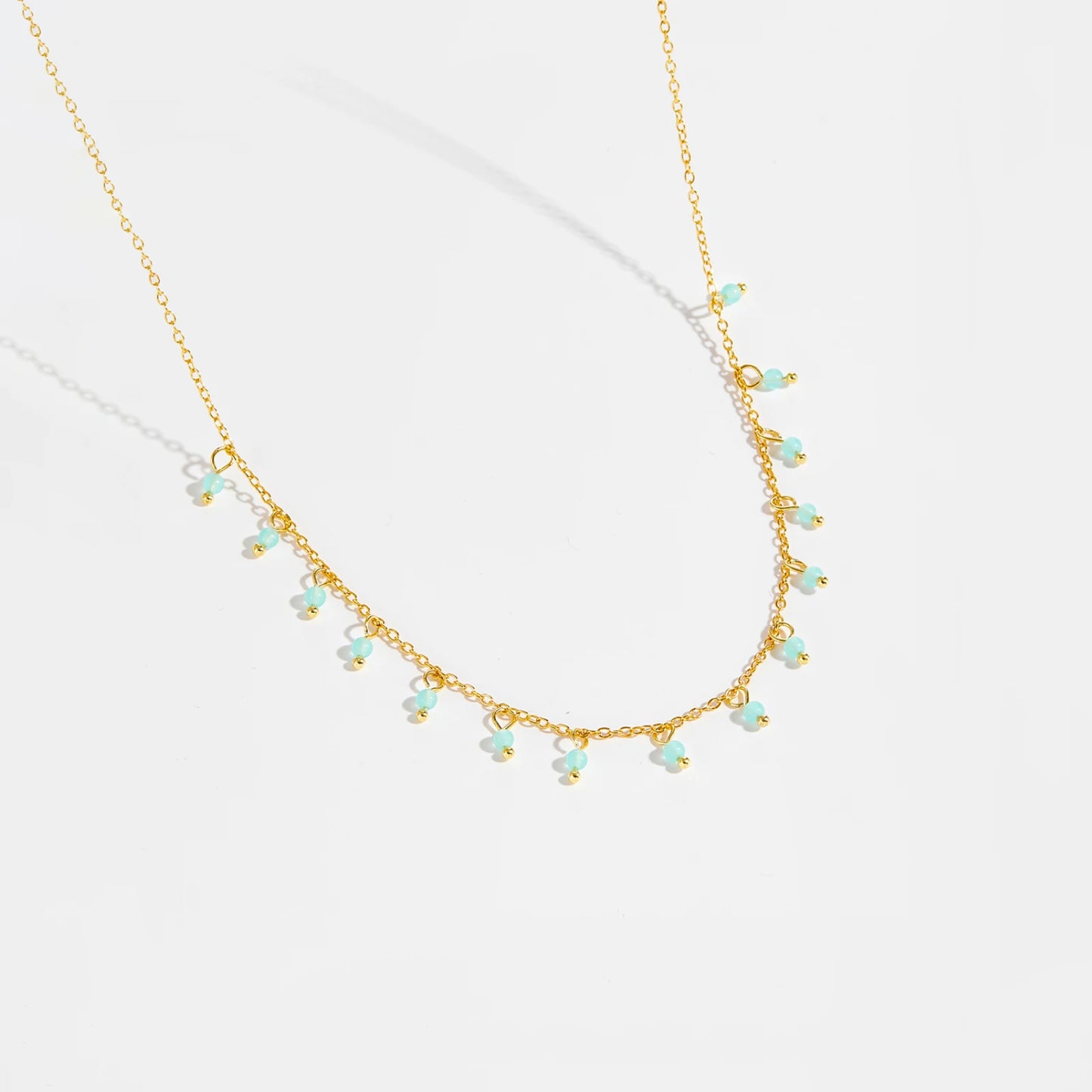 925 Sterling Silver Gold Turquoise  Zircon  Necklace  Luxury Fashion