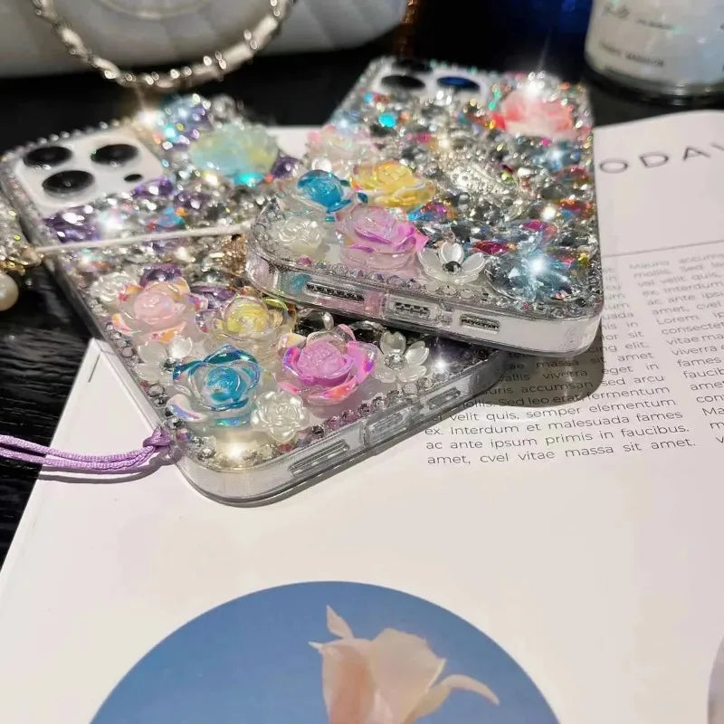 Phone Case with Chain for Huawei P50Pro, P40, Mate30, Honor 9X, 50, 60Pro, Songs Birds Scent Flowers, Diamond