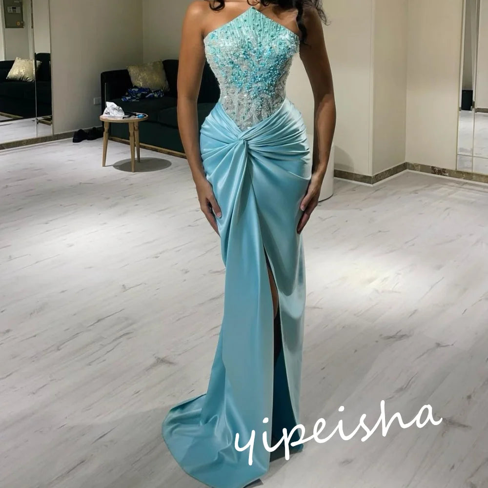 Classic Modern Style Formal Evening Strapless Mermaid Beadings Bespoke Occasion  Prom Dresses