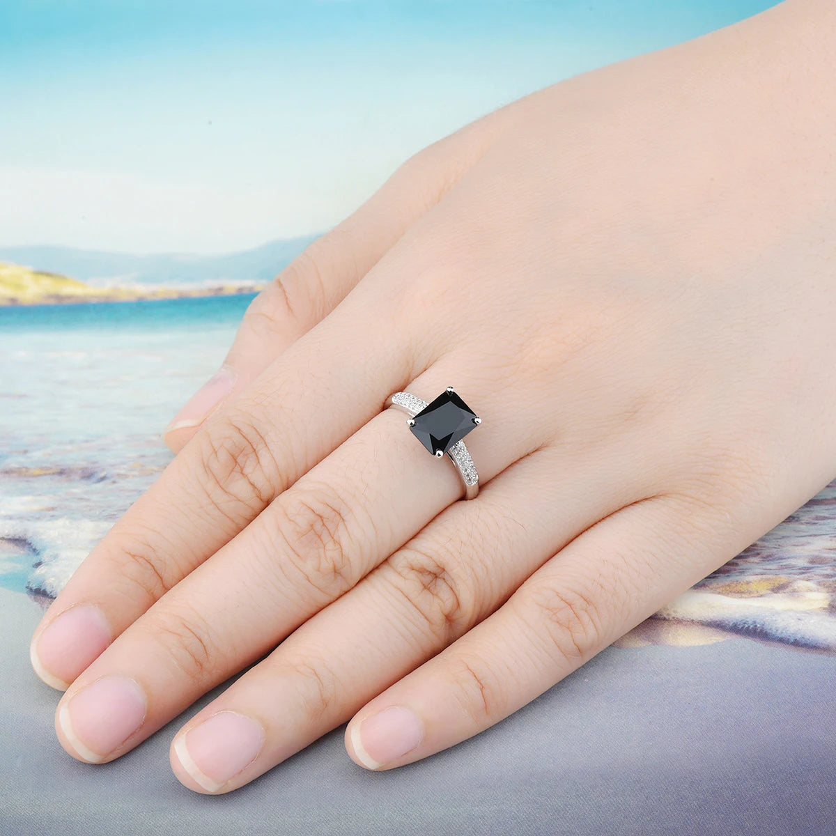 Natural Black Spinel Solid Sterling Silver Rings 2.7 Carats Gemstone Classic Fine Jewelry Design Unisex Style Lover's  Gifts