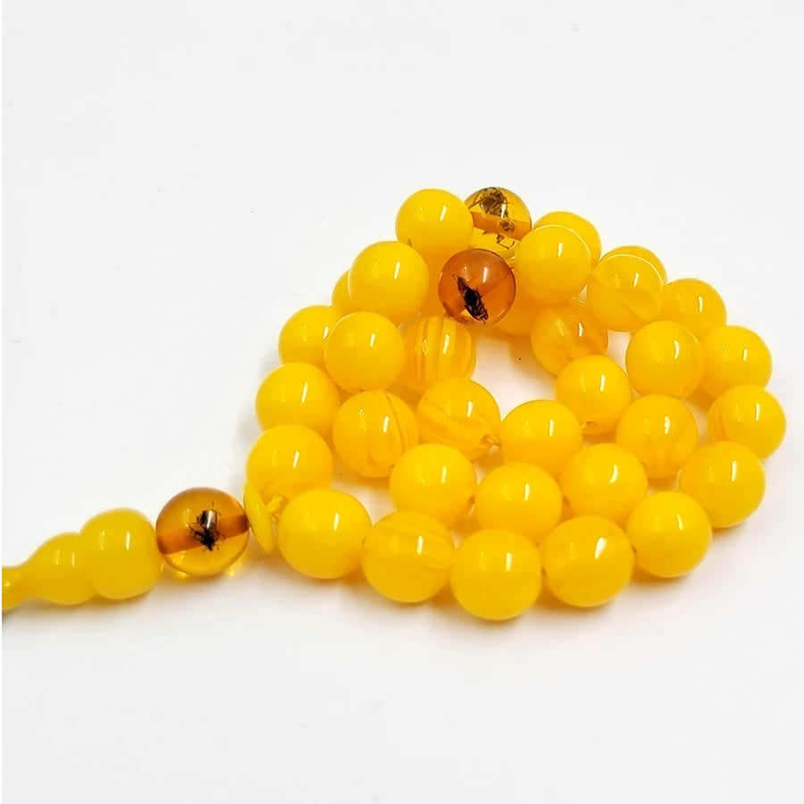 Yellow resin Tasbih Muslim bracelet  insect beads Turkish fashion gift For Ramadan