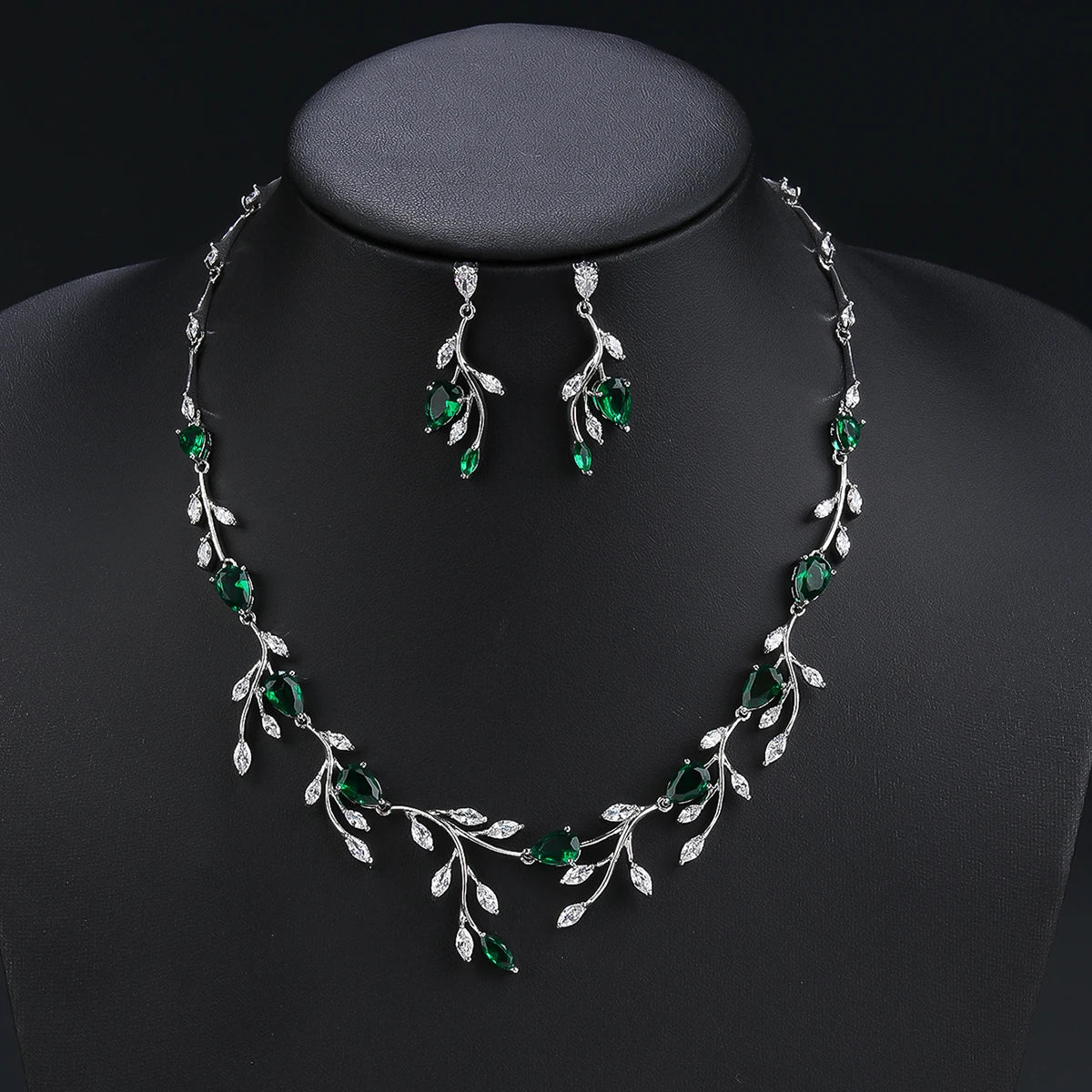 Crystal Zirconia Leaf  Set Jewelry  Accessories