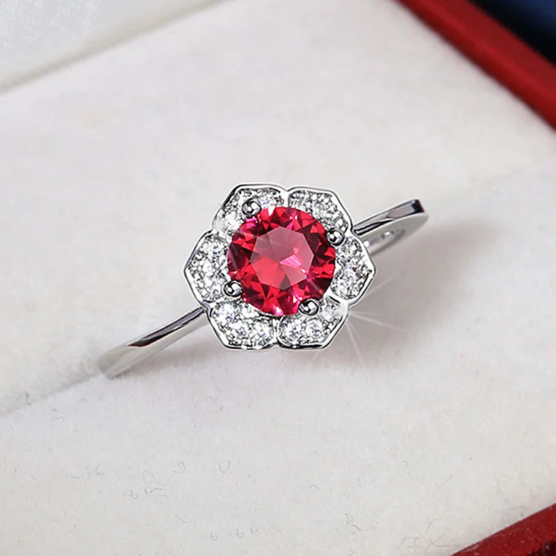 Ruby Ring  Charm Zircon Gemstones Jewelry