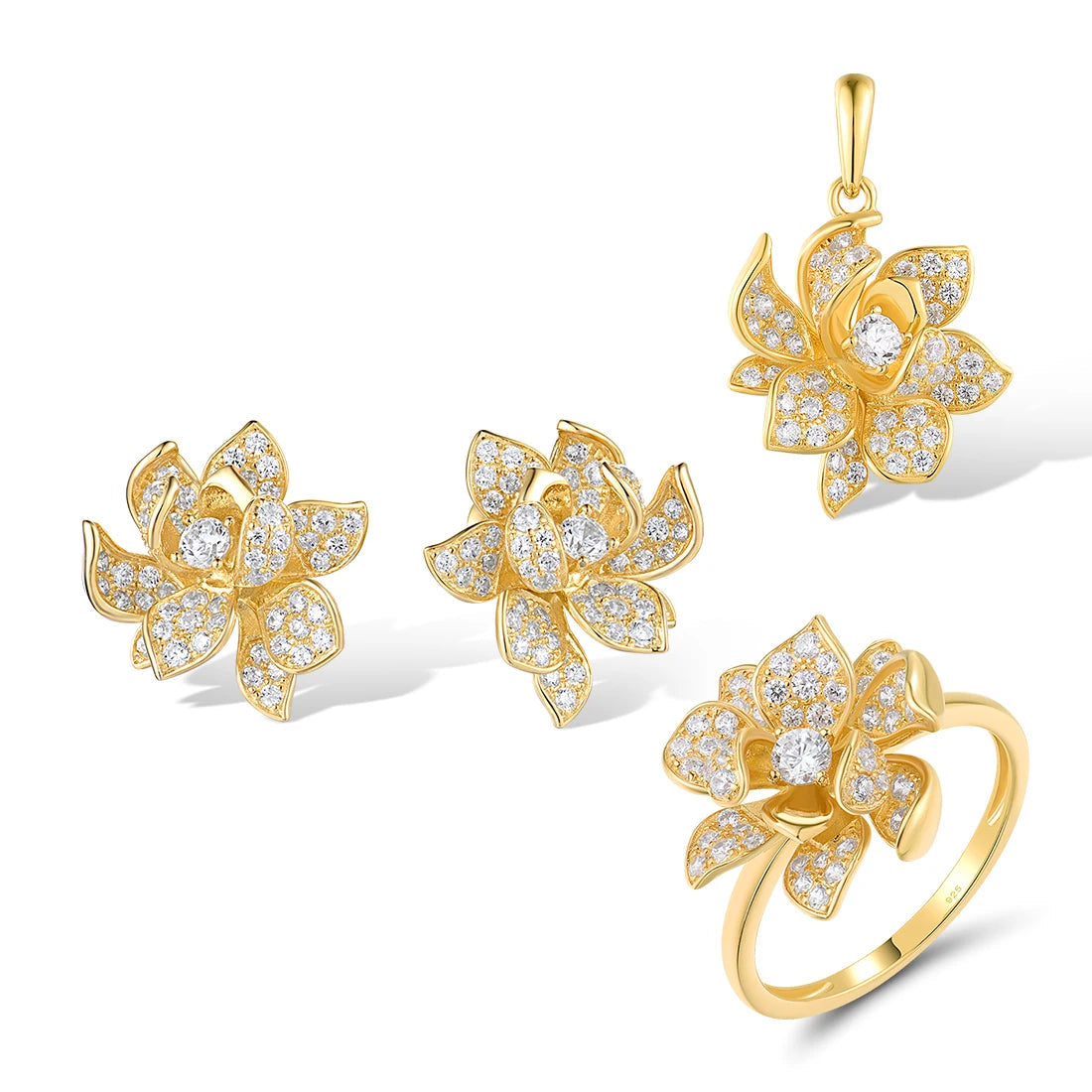 925 Sterling Silver Jewelry Set  Flower