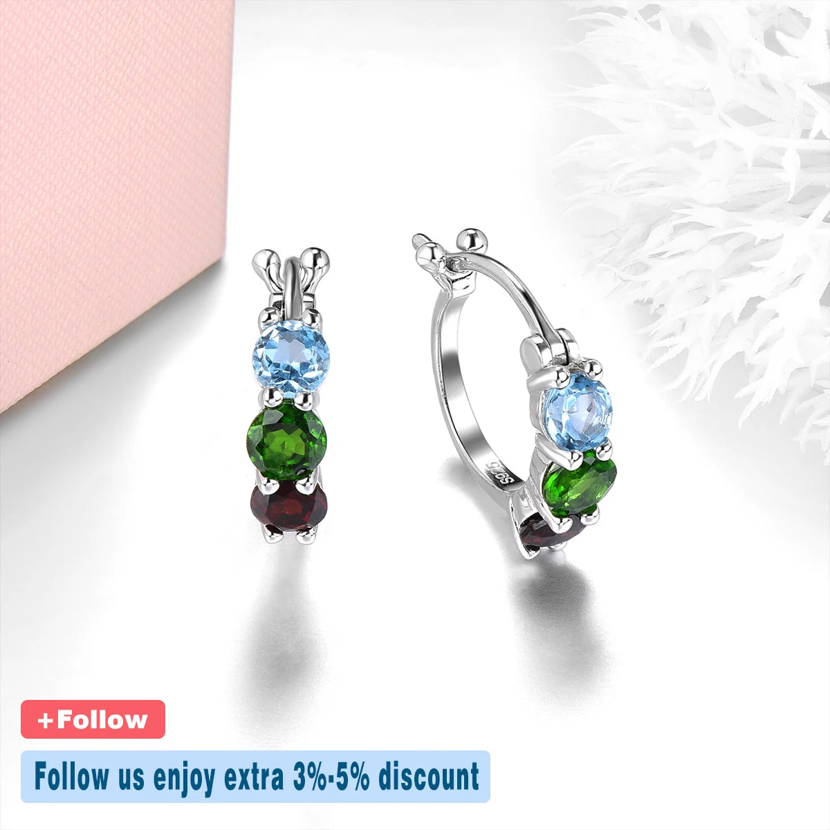 Natural Diopside Garnet Topaz Sterling Silver Gemstone Women Classic Style Jewelry